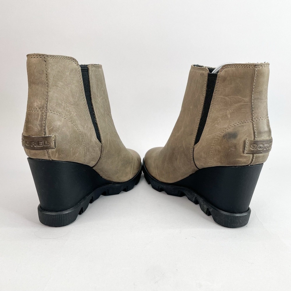 Sorel Boots Womens 7 Joan Uptown Zip Wedge Booties Distressed Gray Leather Heels - Picture 7 of 12